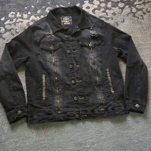Trade Mark Black Costum Denim Jacket  Whit Embroidery With Chanel Logo SizeXL